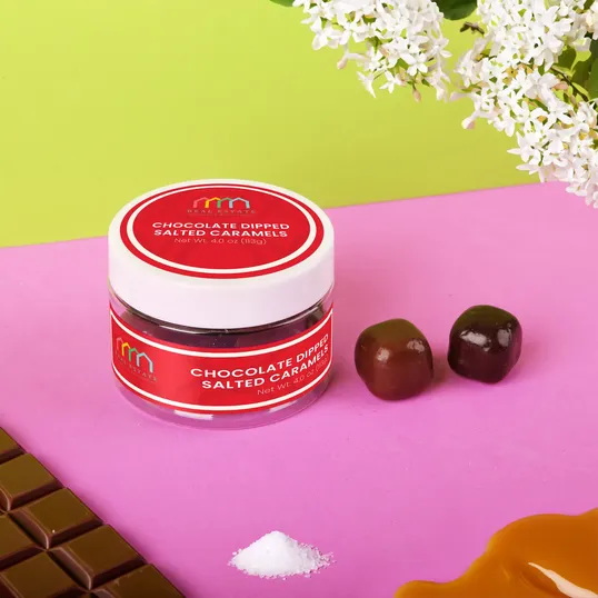Chocolate Dipped Salted Caramels Small Jar, 4 oz