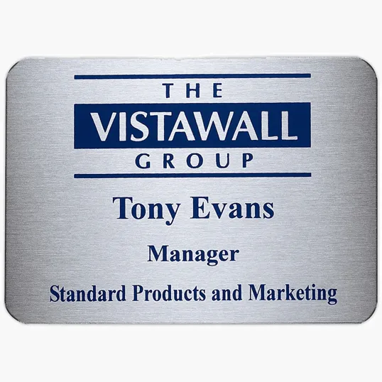 Aspen Metal Name Badge, Custom Sized 6–9 sq. in.