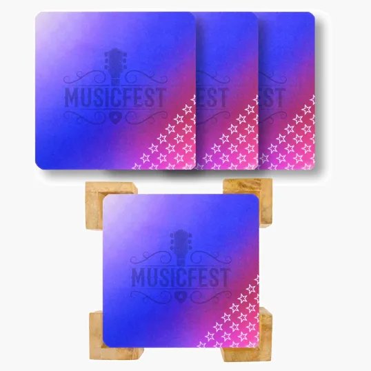 Beacon Illusionist Lenticular Coaster Set with Bamboo Stand