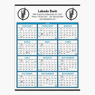 Picture For Full Year View Single Sheet Commercial Calendar