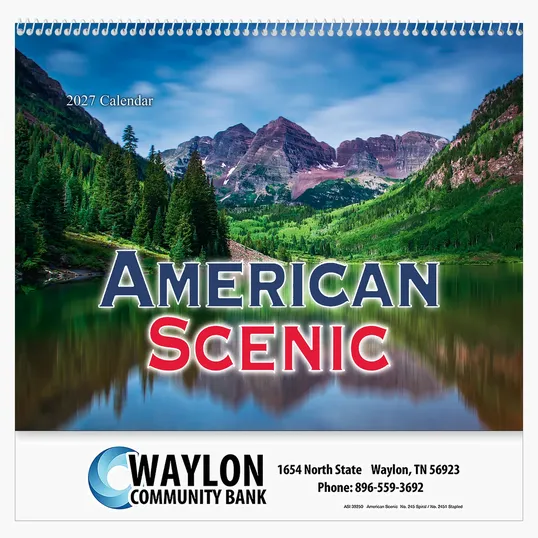 American Scenic Wall Calendar, 2027 Spiral Bound