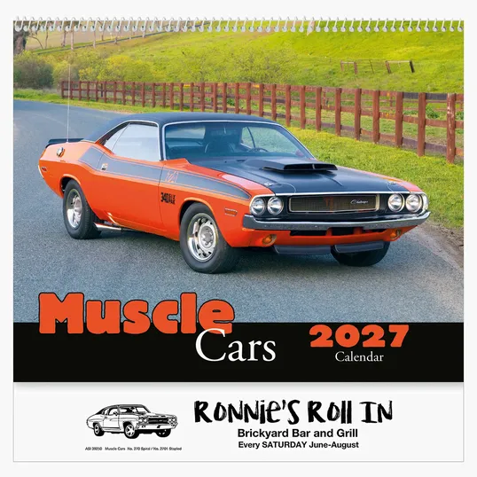 Muscle Cars Wall Calendar, 2027 Spiral Bound