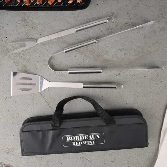 Grill Easy 3-Piece Stainless BBQ Utensil Set with RPET Case