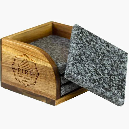 Beacon Granite Coaster Set with Acacia Wood Stand