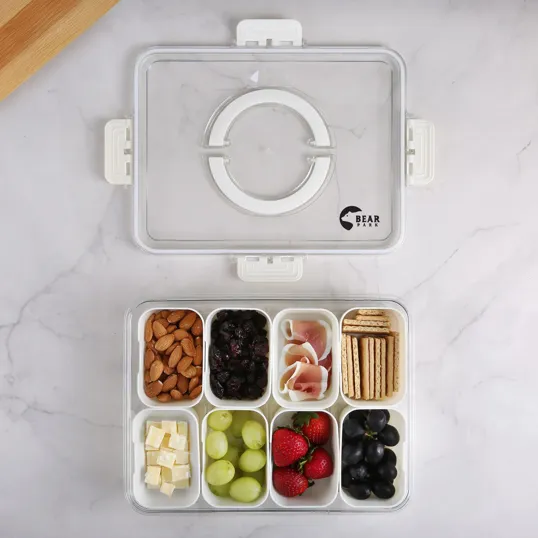 Charcuterie To Go Snack Tray with 8 Removable Compartments