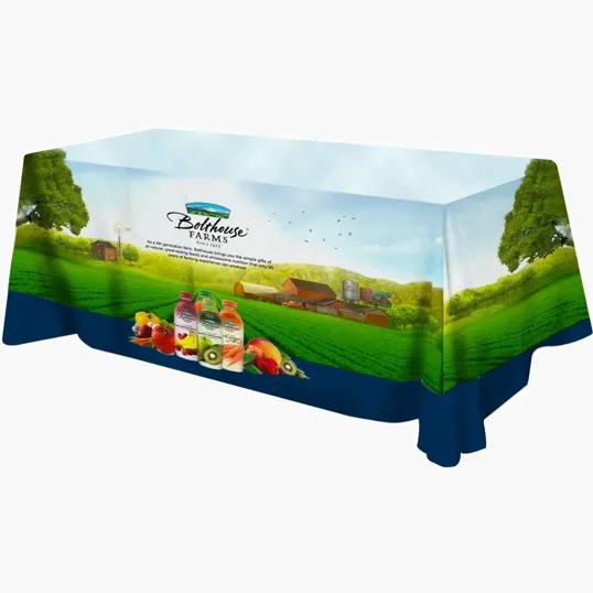 All Over Full Color Dye Sub Table Cover, Flat Poly 3-Sided, Fits 8' Table