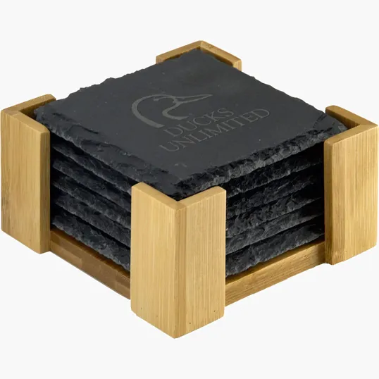 Beacon Slate Coaster Set with Wood Stand, 6-Piece
