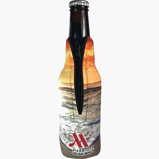 Full Color Bottle Zipper Neoprene Can Cooler