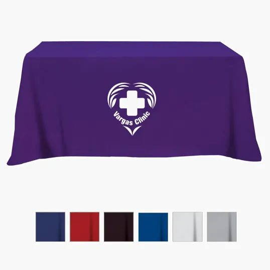 Flat Poly/Cotton 4-Sided Table Cover for 6' Tables