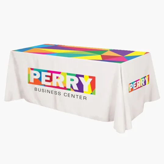 Flat All Over Dye Sub Table Cover, 3-Sided for 8' Tables