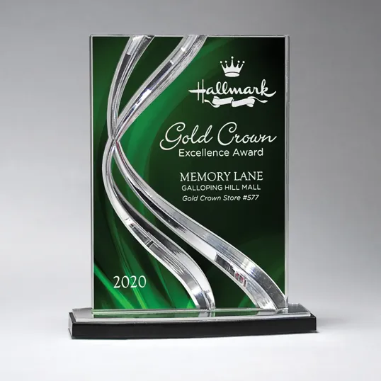 Lucite Acrylic Small Award with Sweeping Ribbon Design