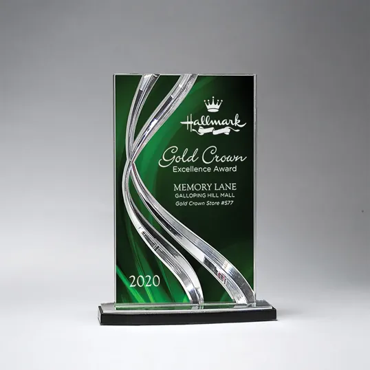 Medium Lucite Acrylic Award with Sweeping Ribbon Design