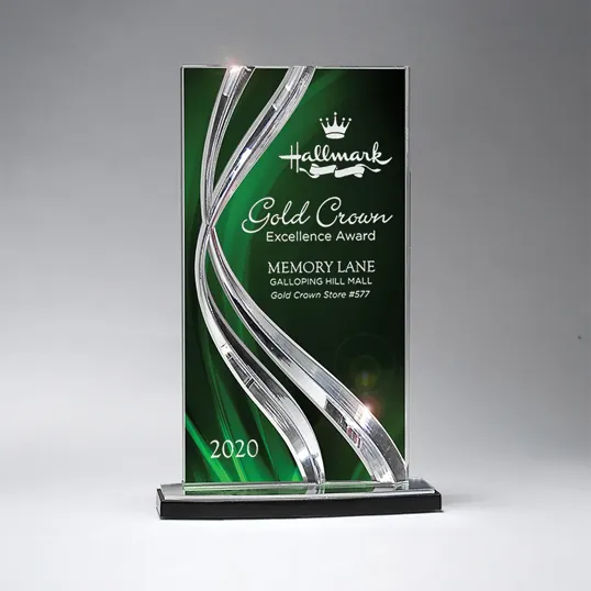 Lucite Acrylic Large Award with Sweeping Ribbon Design