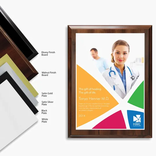 5" x 7" Full Color Recognition Plaque in Simulated Wood