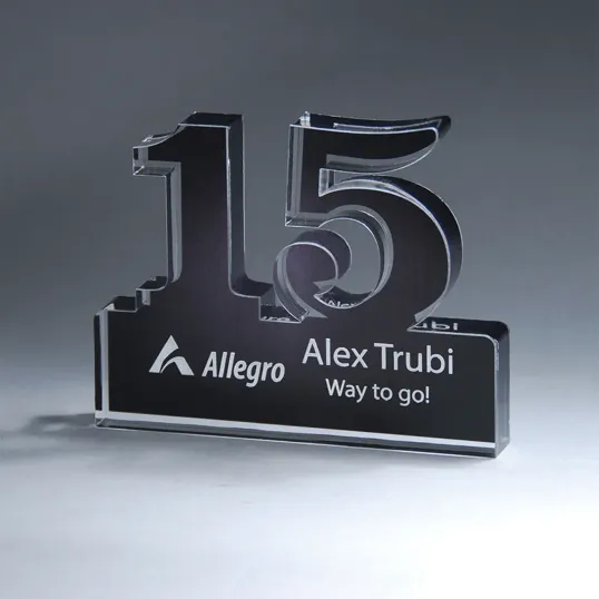 Freestanding 15 Year Anniversary Award, Lucite Acrylic