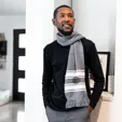 Two-Tone Knit Scarf With Fringe — view 3