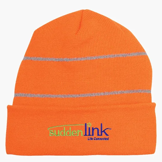 Knit Cuff Beanie With Reflective Stripes
