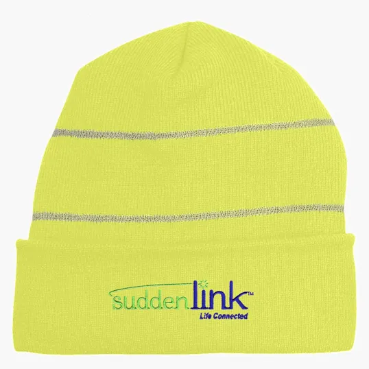 Knit Cuff Beanie With Reflective Stripes — view 2