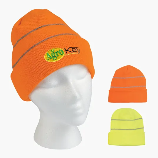 Knit Cuff Beanie With Reflective Stripes — view 3