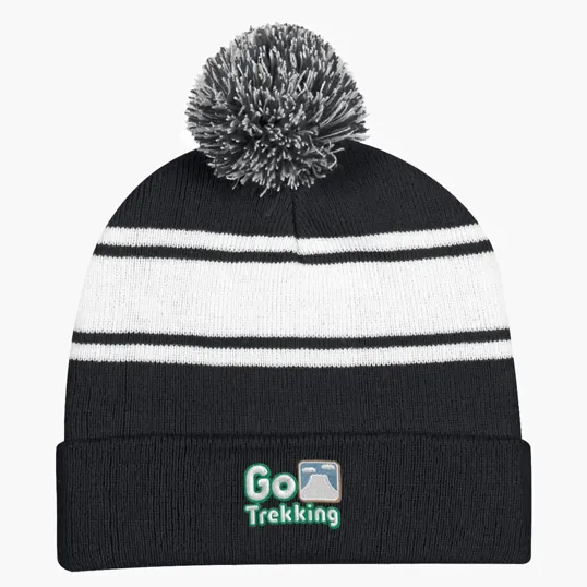 Two-Tone Knit Pom Beanie With Cuff — view 2