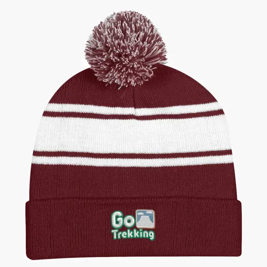 Two-Tone Knit Pom Beanie With Cuff — view 3