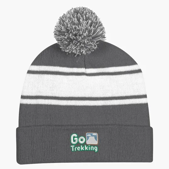 Two-Tone Knit Pom Beanie With Cuff — view 4