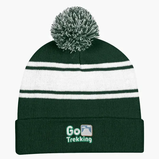 Two-Tone Knit Pom Beanie With Cuff — view 5