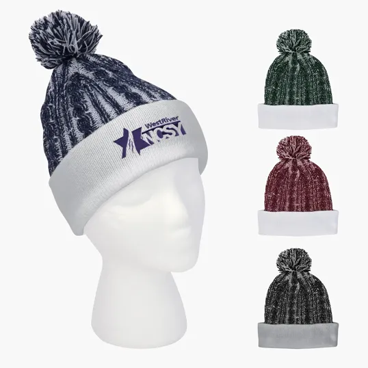 Casey Cable Knit Pom Beanie With Cuff — view 2