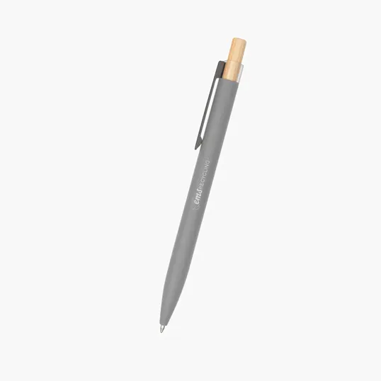Recycled Aluminum Pen with Bamboo Plunger — view 2