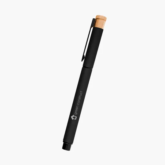 Ronan Recycled Aluminum Gel Pen with Bamboo Accent