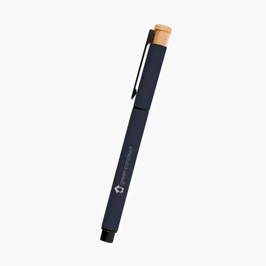 Ronan Recycled Aluminum Gel Pen with Bamboo Accent — view 4