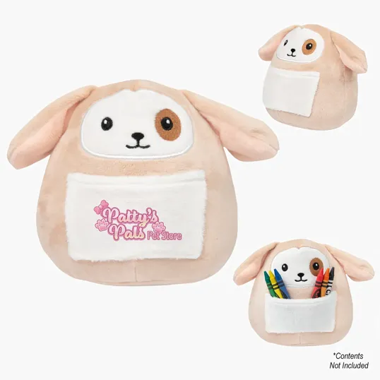6" Plush Pet Dog Pouch with Front Customization Panel
