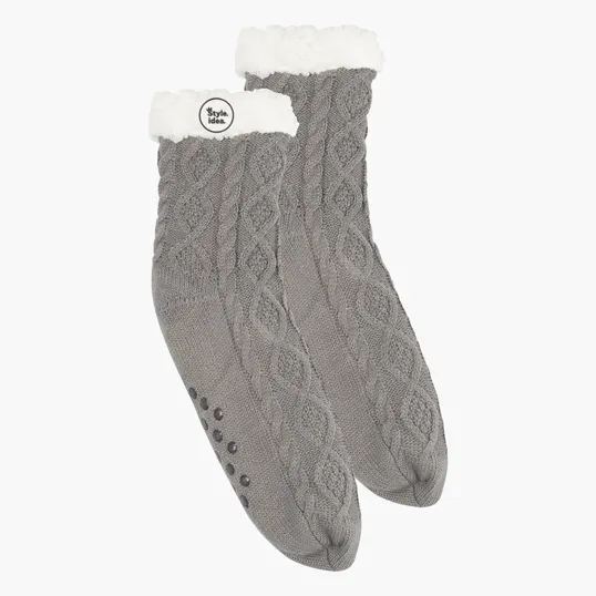Cozy Cable Knit Slipper Socks — view 3