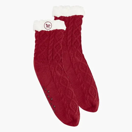 Cozy Cable Knit Slipper Socks — view 4