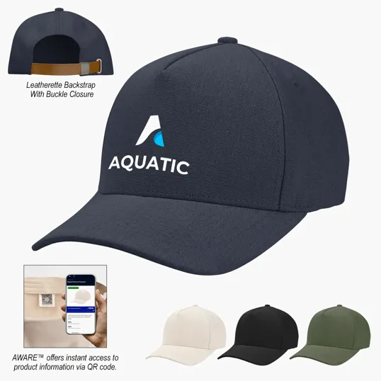 AWARE™ Recycled Cotton Cap with Leatherette Backstrap