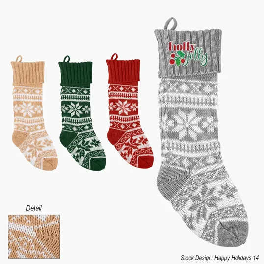 Holiday Stocking with Festive Snowflake Design
