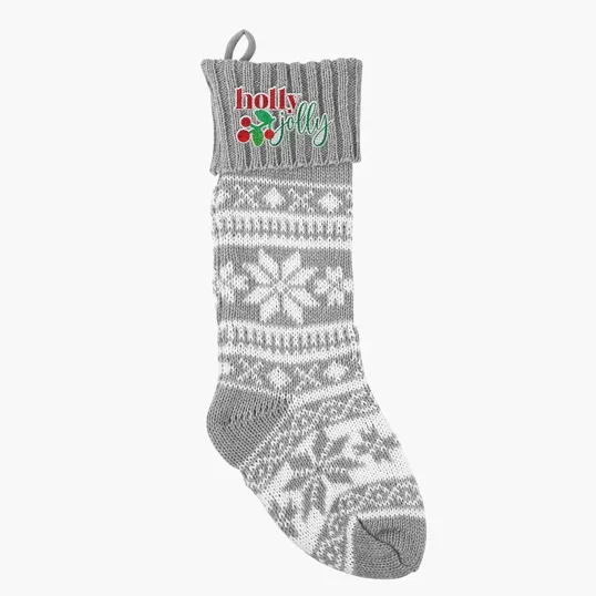 Holiday Stocking with Festive Snowflake Design — view 2