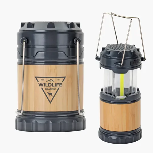 Bamboo Pop-Up Lantern With Bluetooth® Speaker