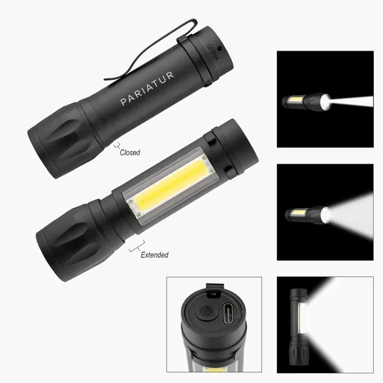 Torch Rechargeable Flashlight with COB Worklight