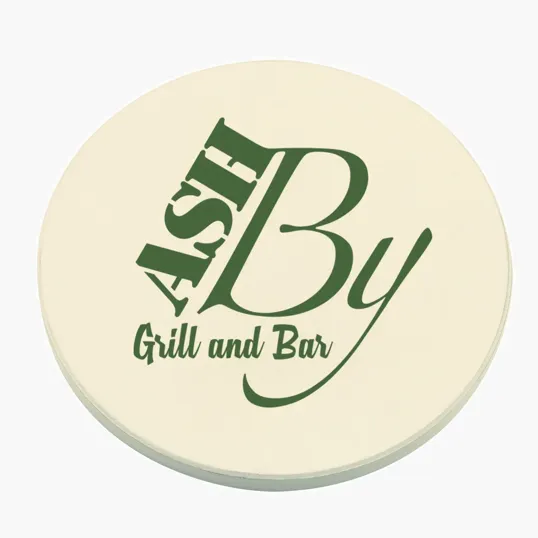 Round Absorbent Dolomite Coaster with Cork Bottom — view 2