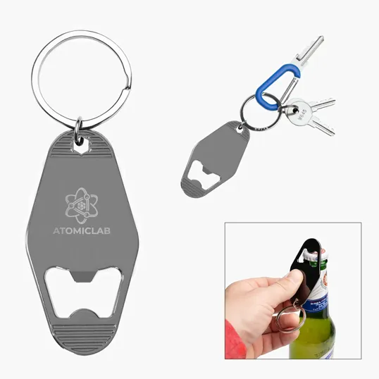 Motel Style Metal Key Tag with Bottle Opener