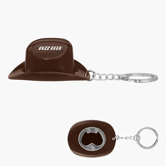 Cowboy Hat Bottle Opener Keychain — view 3