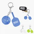 Pickleball Keychain with Lobster Claw Attachment