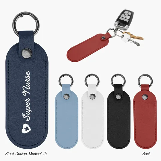 Bates Leatherette Key Tag with Carabiner