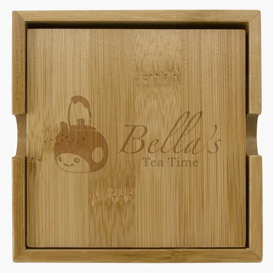 Bamboo Coaster Set, 4" Square — view 3