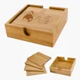 Bamboo Coaster Set, 4" Square — view 2