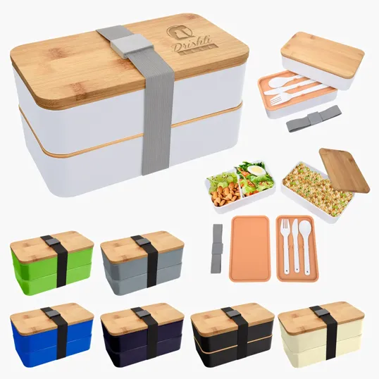 Stackable Bento Lunch Set with Bamboo Lid