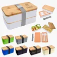 Stackable Bento Lunch Set with Bamboo Lid