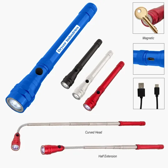 Telescopic Rechargeable Recycled Aluminum Flashlight with Magnet