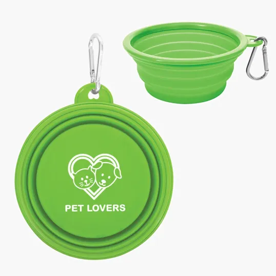 Collapsible Silicone Pet Bowl with Carabiner — view 2